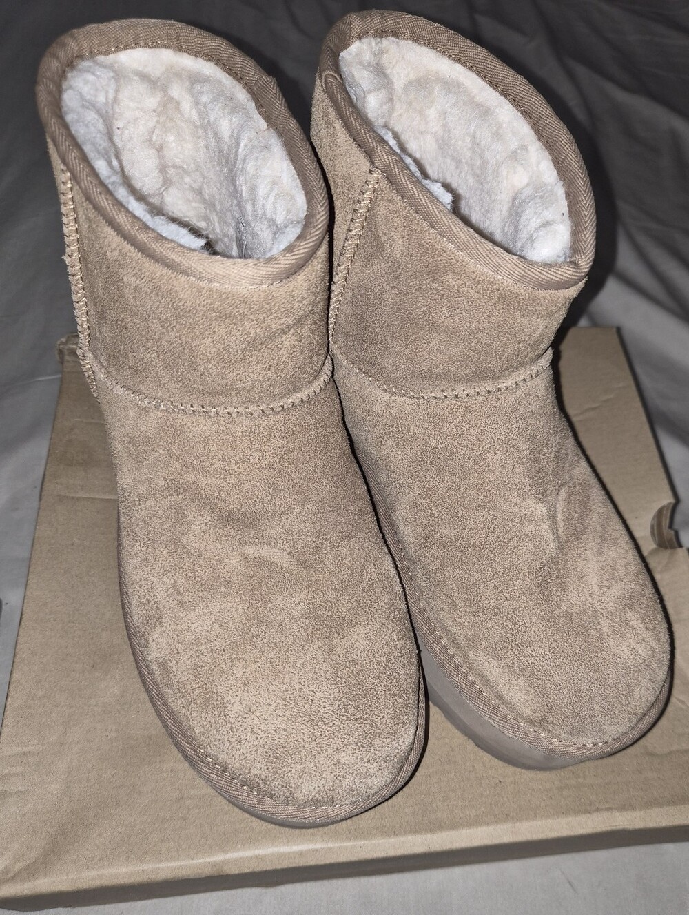 Women's UGG Taupe Platform Ankle Boots